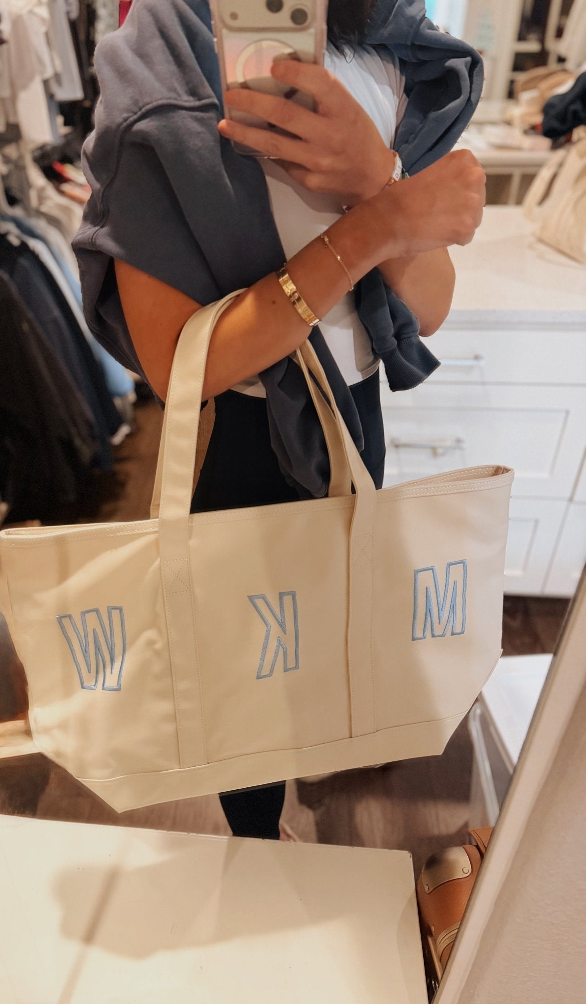 3 Letter Monogram Maxi Tote – Natural Coated Canvas - by Morrow & Main