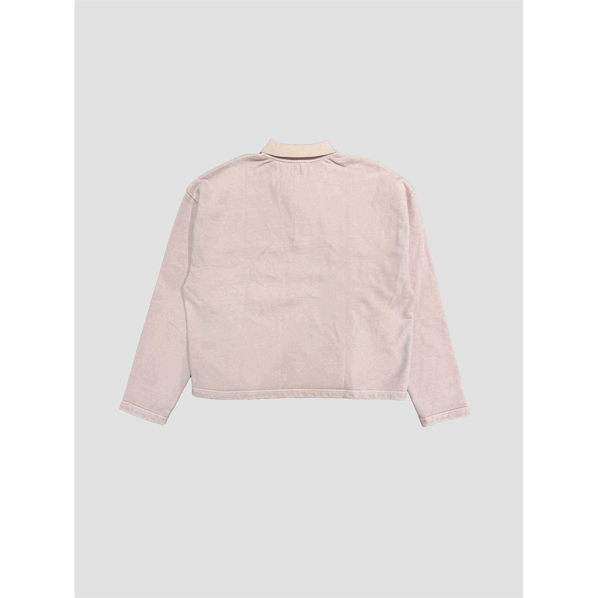 Navy Acid Wash Rugby Style Collared Sweatshirt