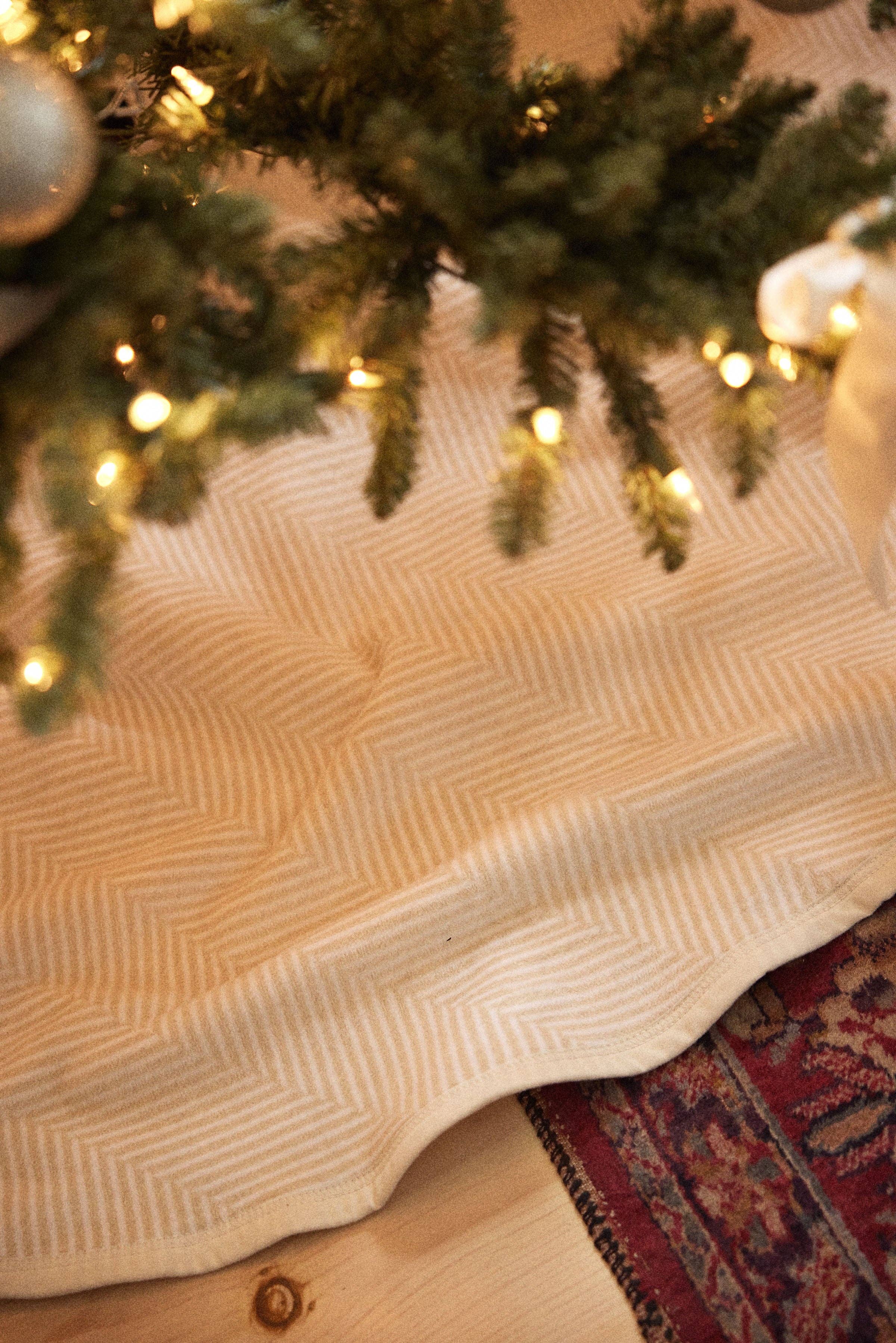 Harborview Herringbone Cream Christmas Tree Skirt