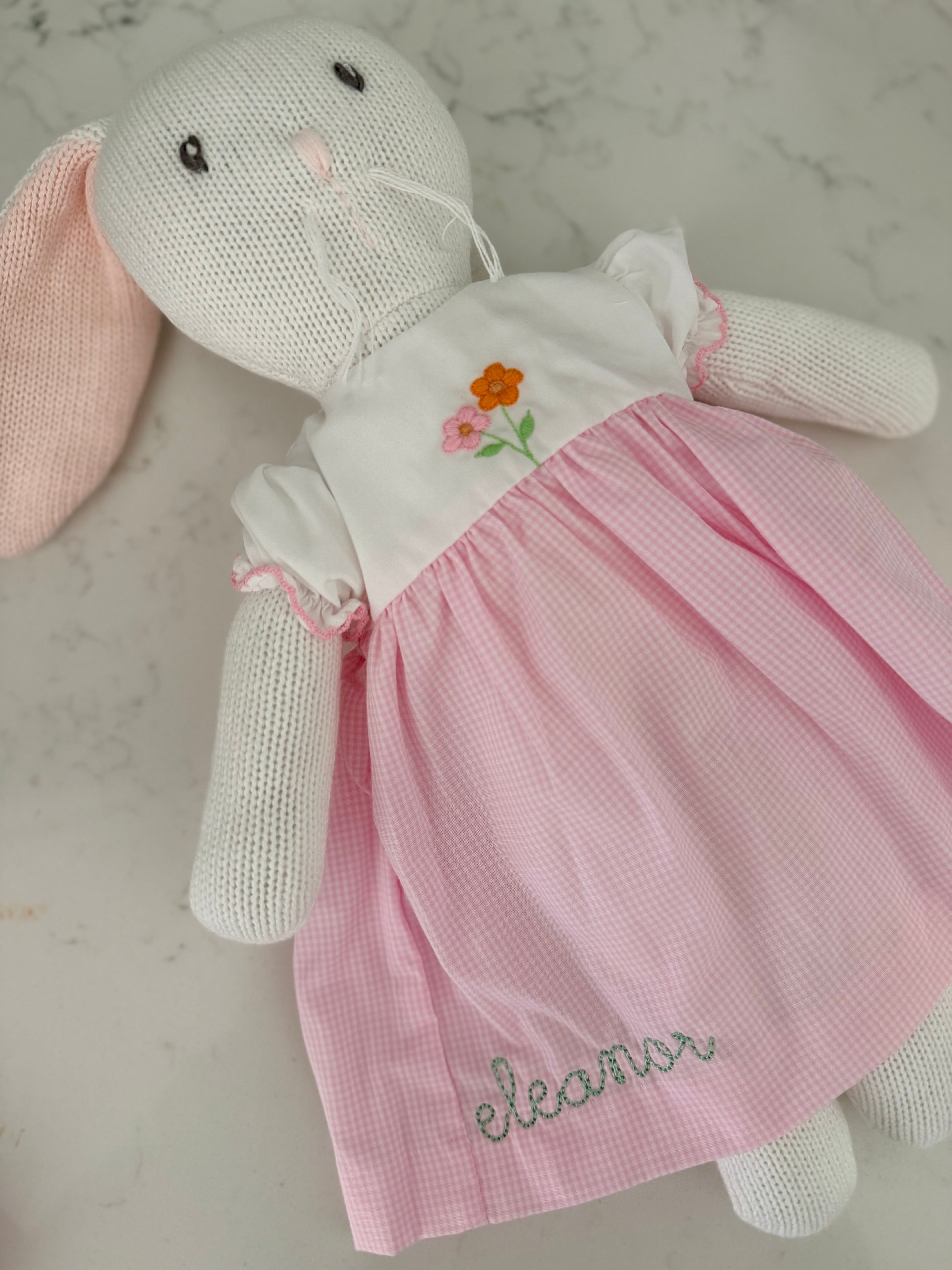 Knit Bunny Doll with Embroidered Dress
