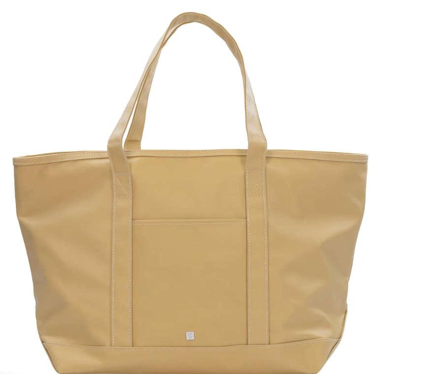 Khaki Coated Canvas Maxi Tote