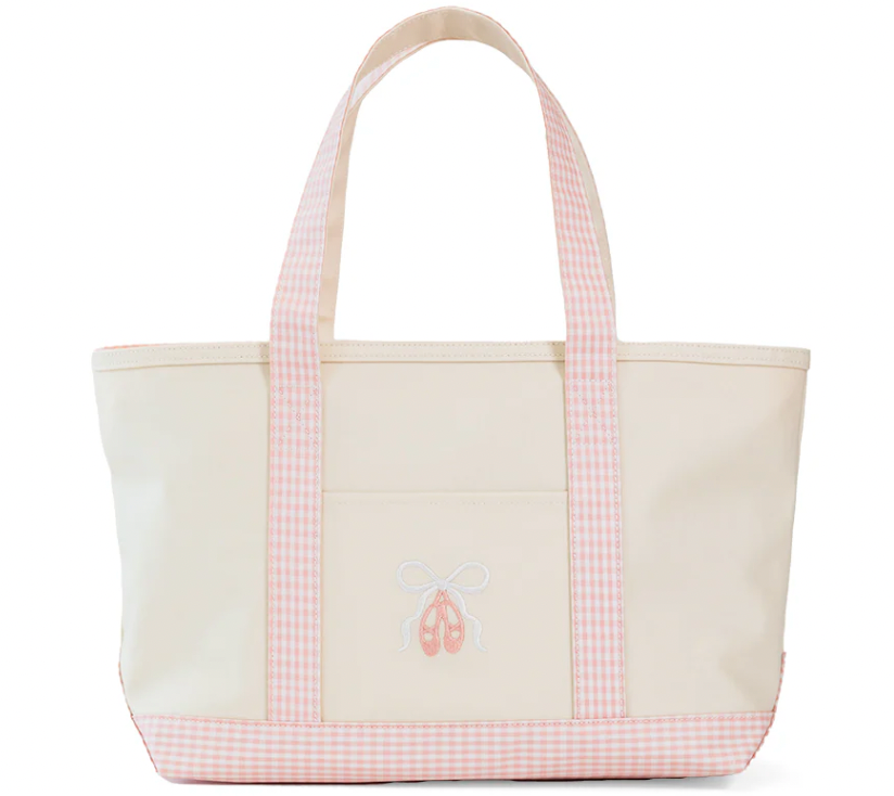 TRVL Medium Tote - Coated Canvas Natural with Ballet Taffy Trim