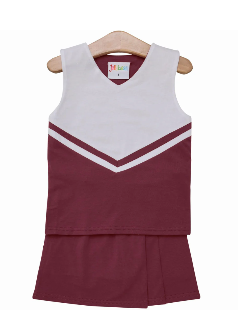 Cheer Uniform Skort Set- Maroon/White