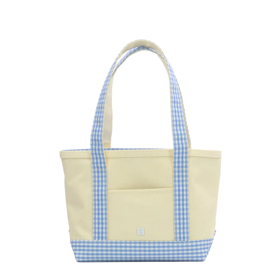 Blue Gingham Trim Mini Tote
