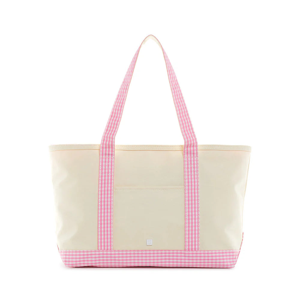 Gingham Pink Trim Medium Tote