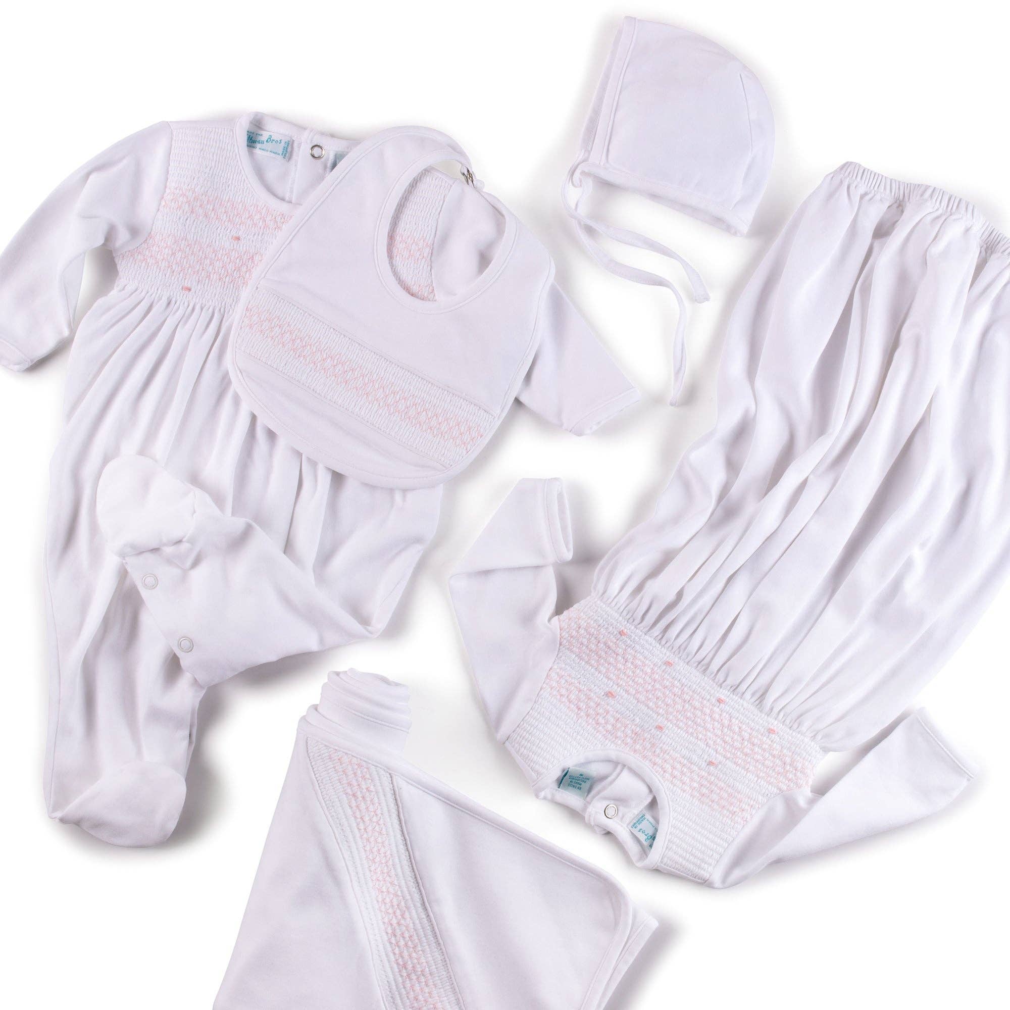 Feltman Brothers - Baby Boys & Girls Smocked Bullion Romper w/Hat: Pink / NB