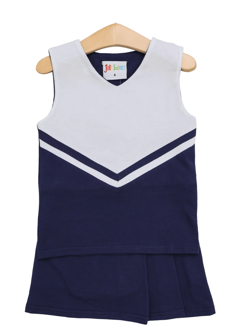 Cheer Uniform Skort Set- Navy/White - by Morrow & Main
