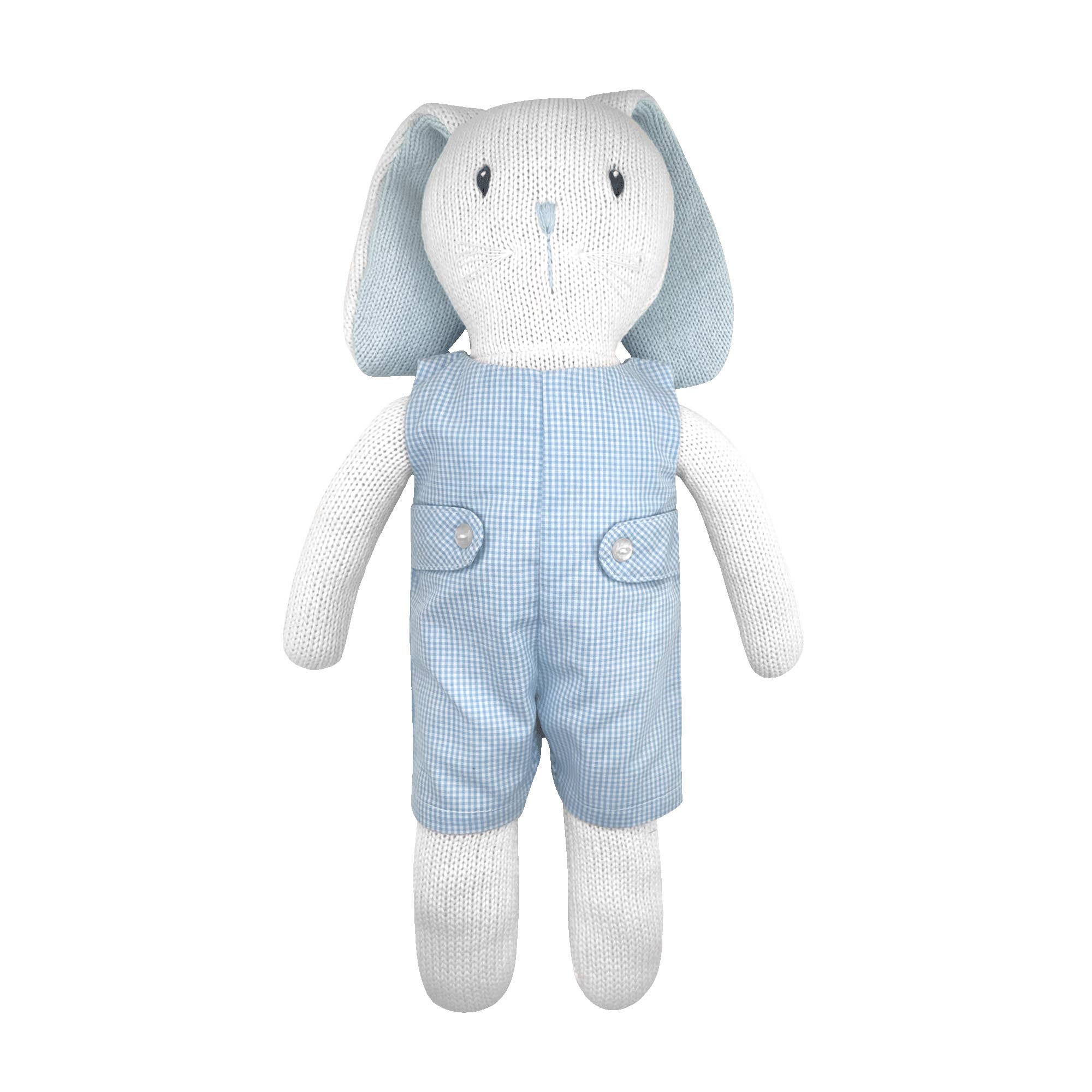 Knit Bunny Doll with Basic Blue Check Romper