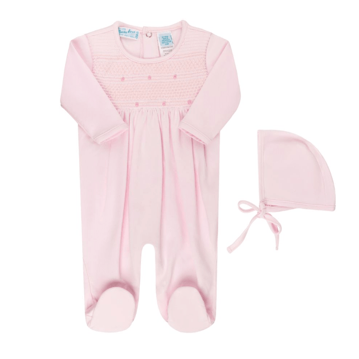 Feltman Brothers - Baby Boys & Girls Smocked Bullion Romper w/Hat: Pink / NB - by Morrow & Main