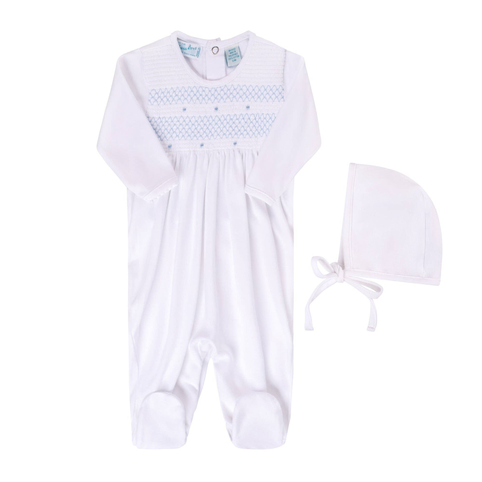 Feltman Brothers - Baby Boys & Girls Smocked Bullion Romper w/Hat: Pink / NB - by Morrow & Main