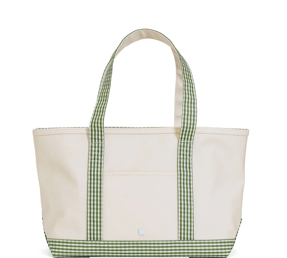 Gingham Moss Medium Tote - by Morrow & Main