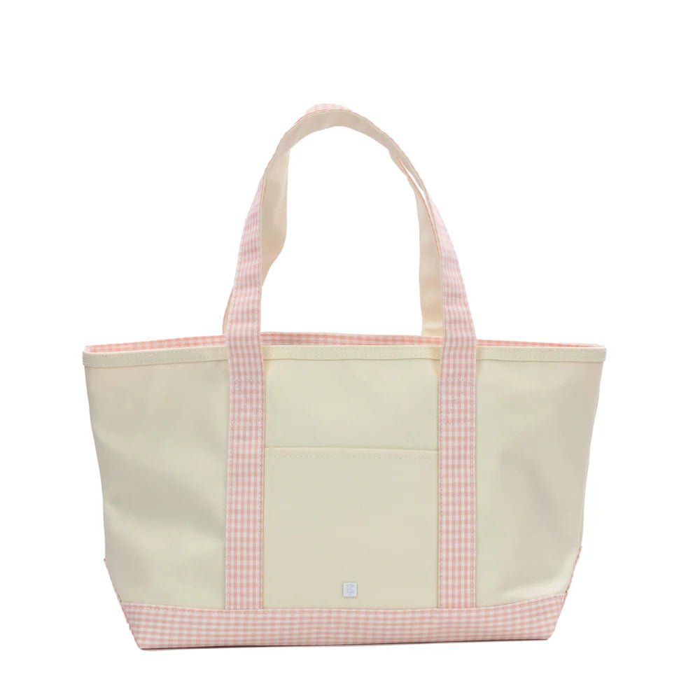 Gingham Taffy Trim Medium Tote - by Morrow & Main