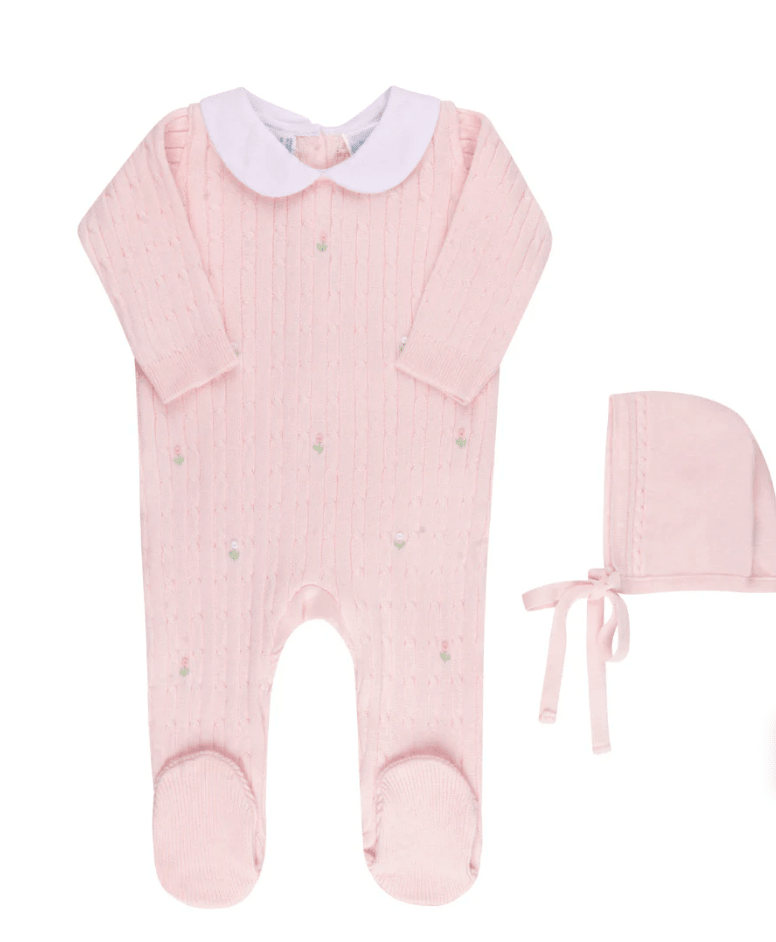 Girls Peter Pan Cable Knit Romper & Bonnet - Feltman Brothers - by Morrow & Main