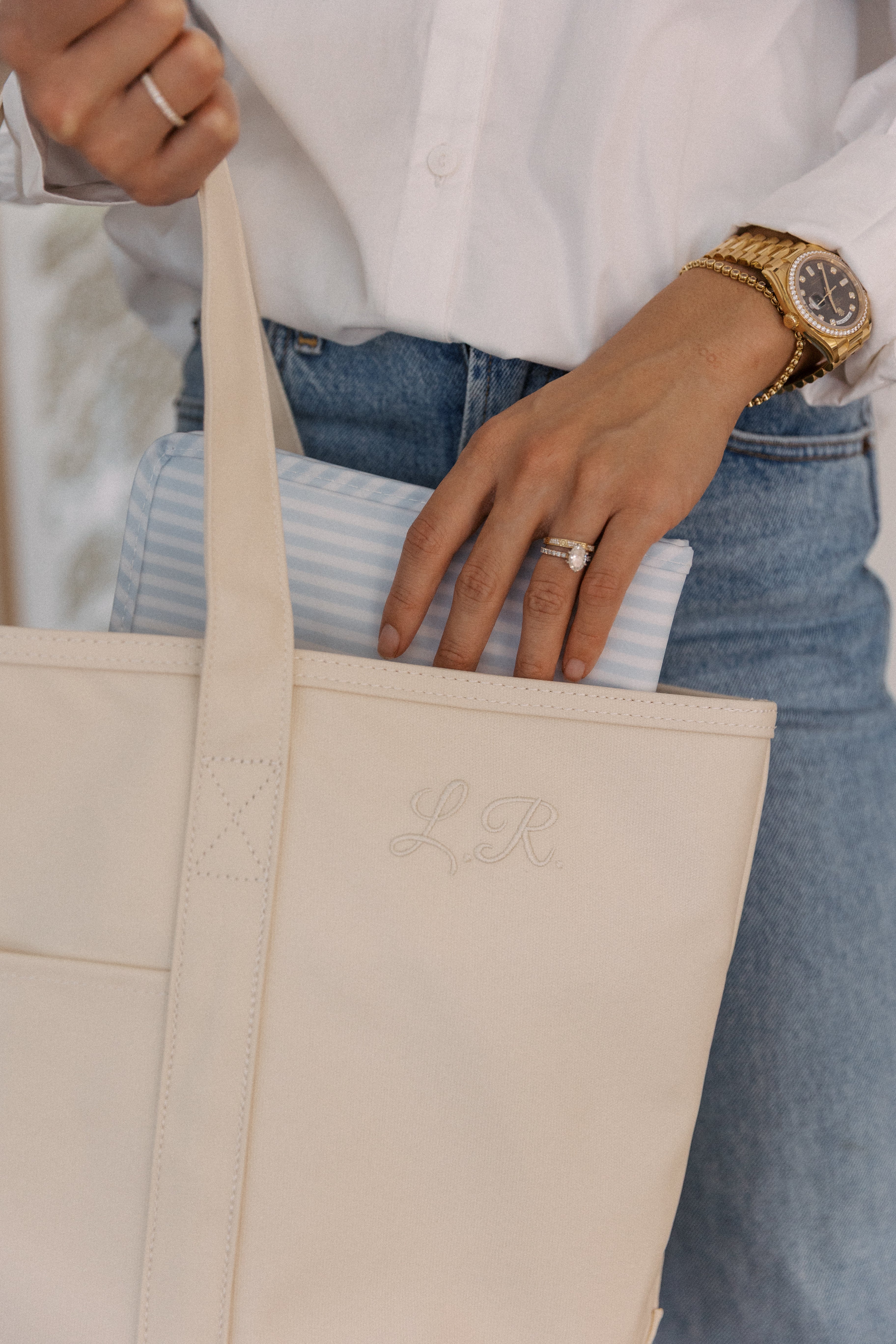 Natural Coated Canvas Maxi Tote