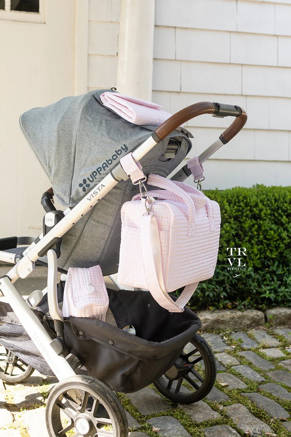 Pimlico Stripe Pink Quilted Stroller Bag - by Morrow & Main