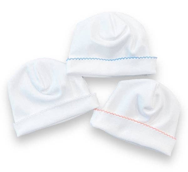 Hat - Picot Trim: White w/ Pink trim