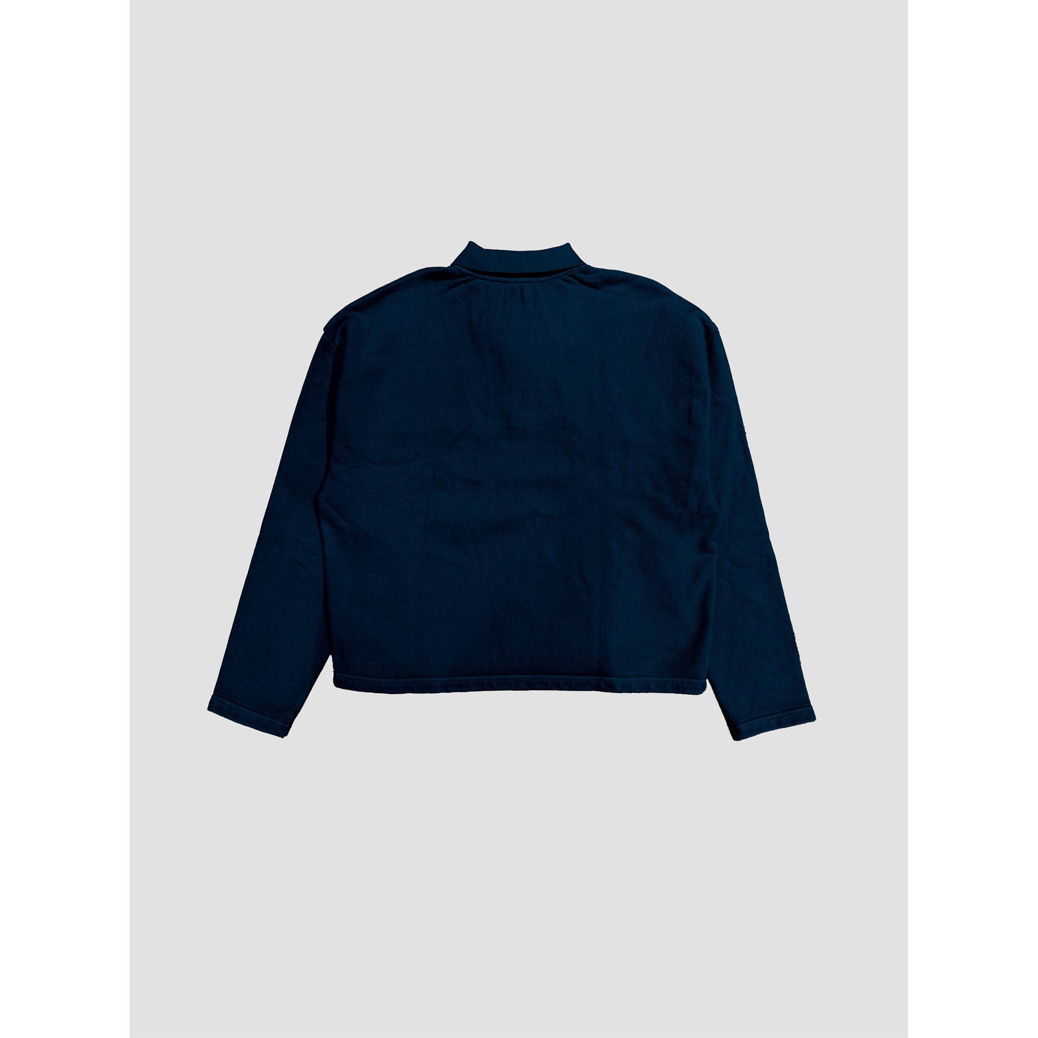Navy Acid Wash Rugby Style Collared Sweatshirt