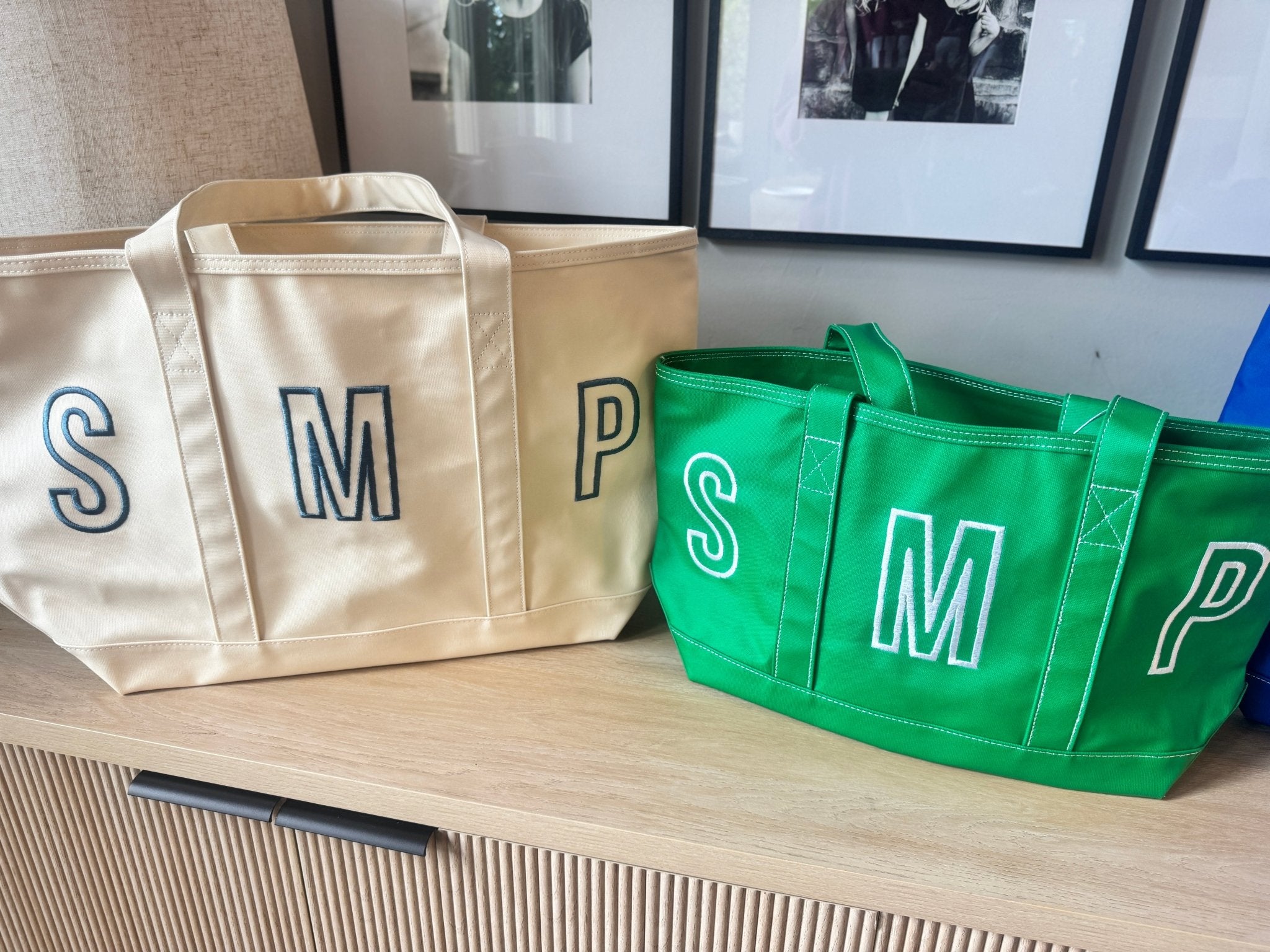 3 Letter Monogram Maxi Tote – Natural Coated Canvas - by Morrow & Main