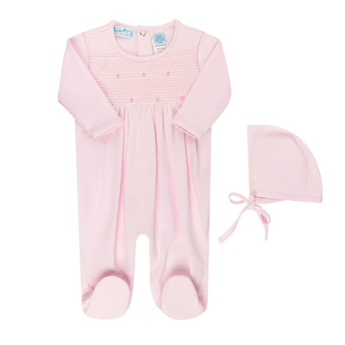 Feltman Brothers - Baby Boys & Girls Smocked Bullion Romper w/Hat: Pink / NB