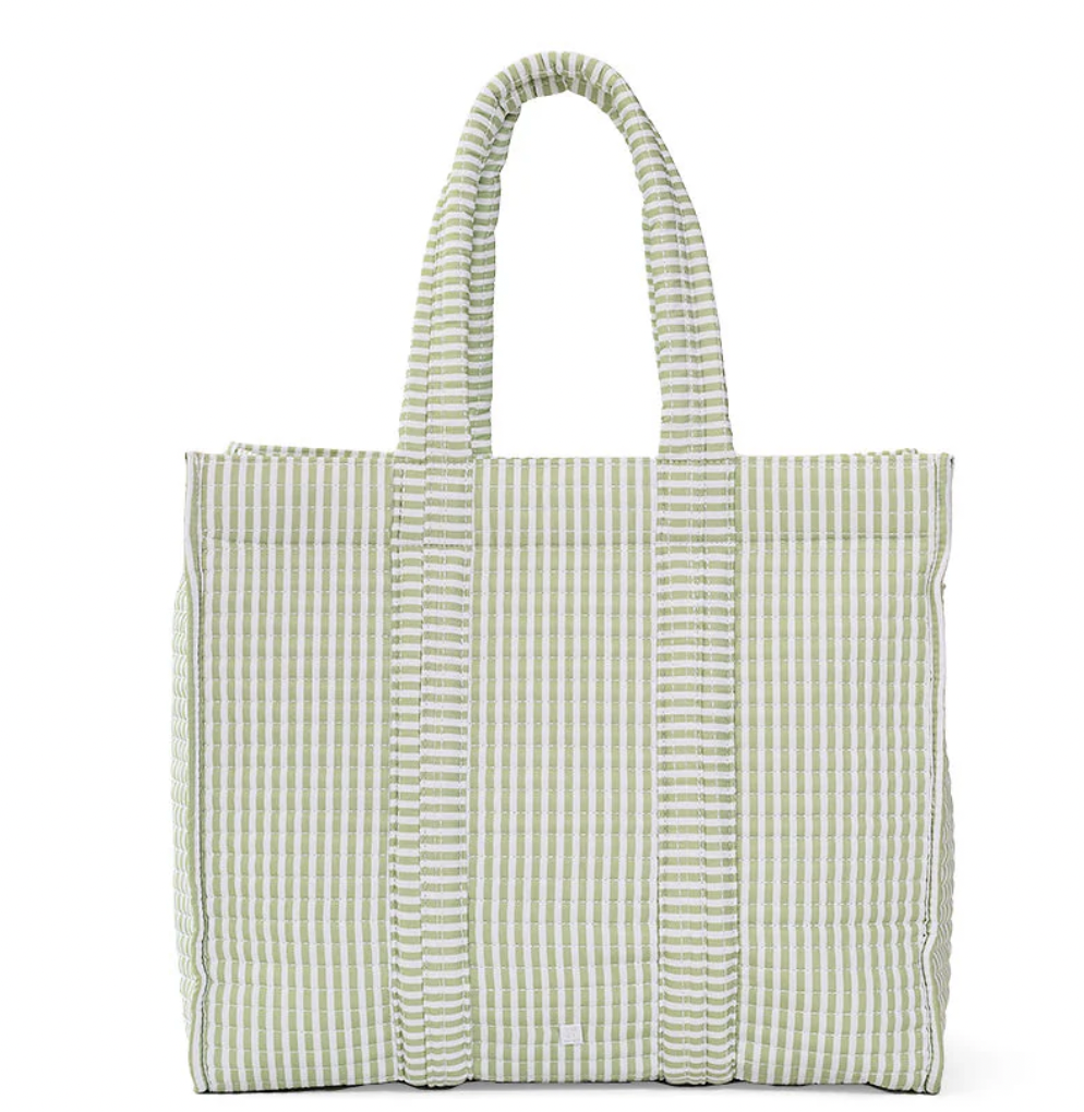 Quilted Go Go Tote- Pimlico Stripe Sage
