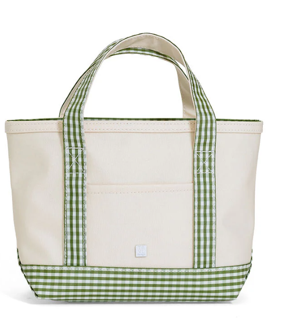 Gingham Moss Trim Mini Tote