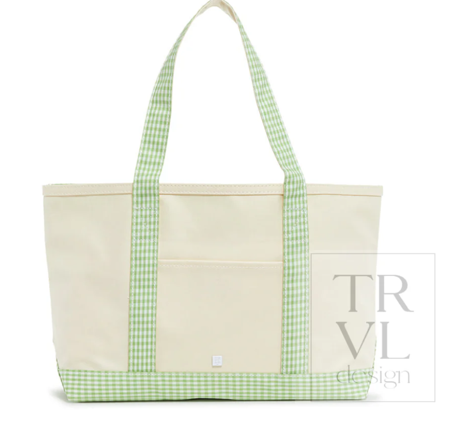 Gingham Leaf Medium Tote