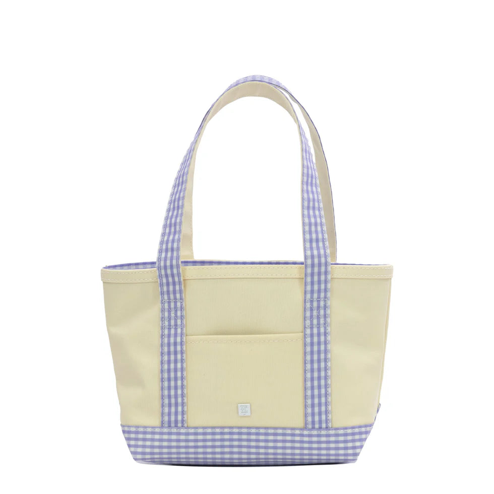 Lilac Gingham Trim Mini Tote