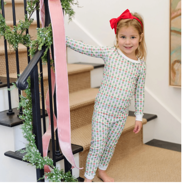 Ava Girls' Pajama Pant Set - Tree Topper Bows - by Morrow & Main