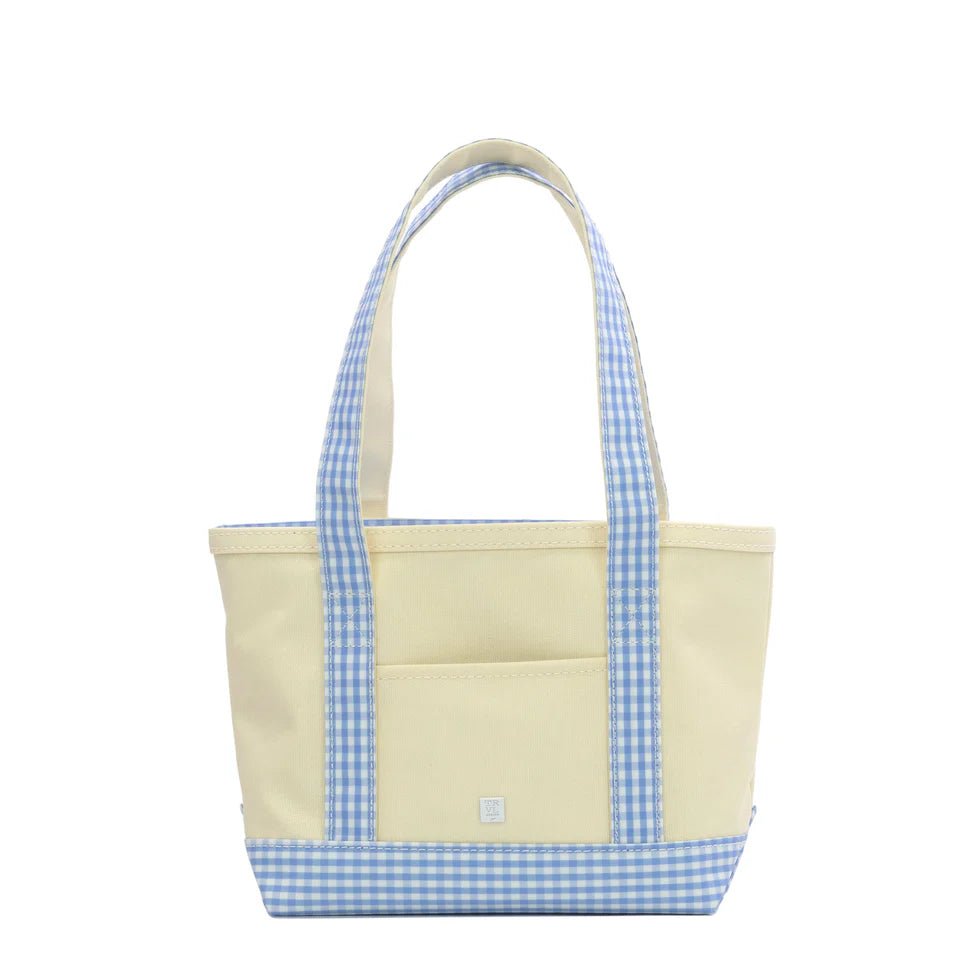 Blue Gingham Trim Mini Tote - by Morrow & Main