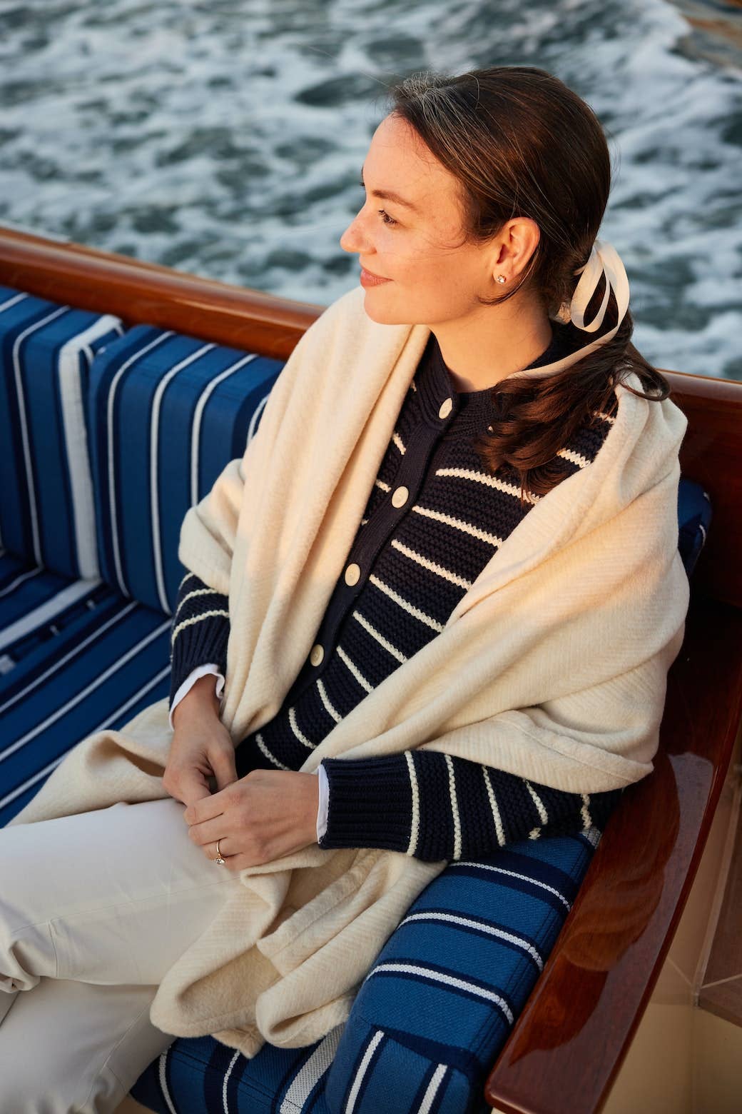 Bayside Herringbone Shawl - Shell