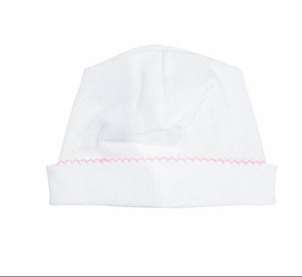 Hat - Picot Trim: White w/ Pink trim