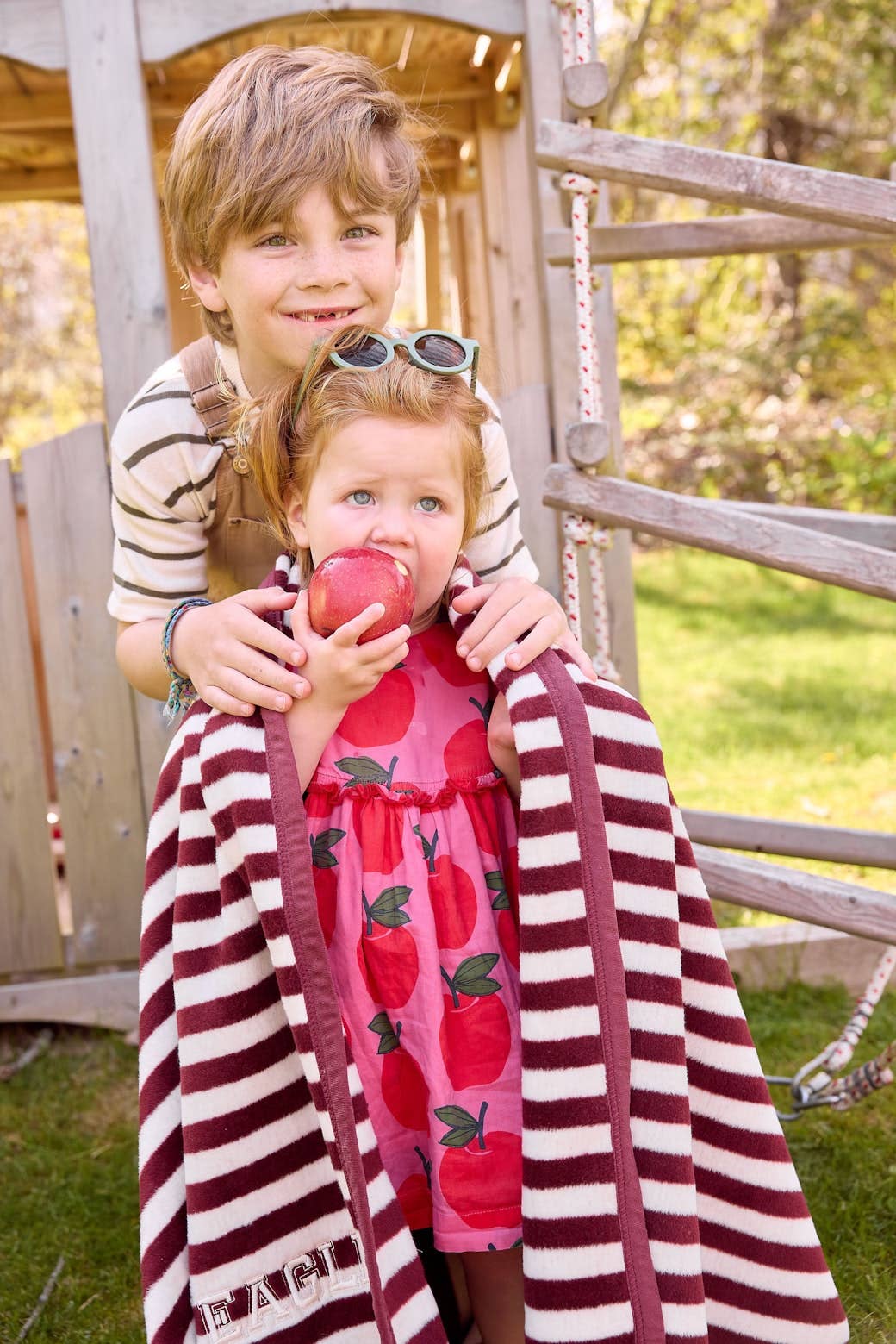 Sideline Stripe Maroon Midi Blanket: Midi