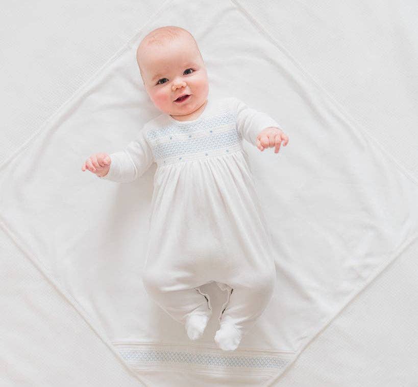 Feltman Brothers - Baby Boys & Girls Smocked Bullion Romper w/Hat: Blue / NB - by Morrow & Main