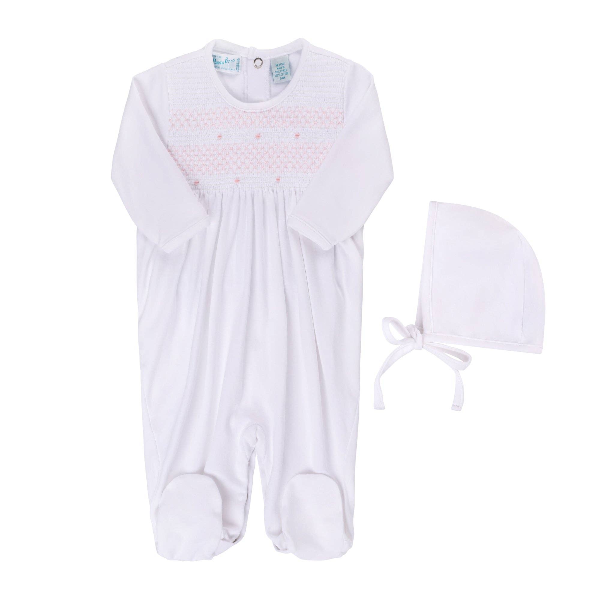 Feltman Brothers - Baby Boys & Girls Smocked Bullion Romper w/Hat: Blue / NB - by Morrow & Main