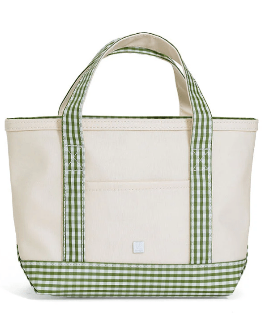 Gingham Moss Trim Mini Tote - by Morrow & Main