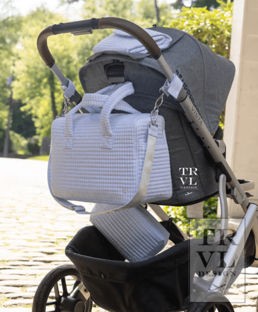 Pimlico Stripe Blue Quilted Stroller Bag - by Morrow & Main