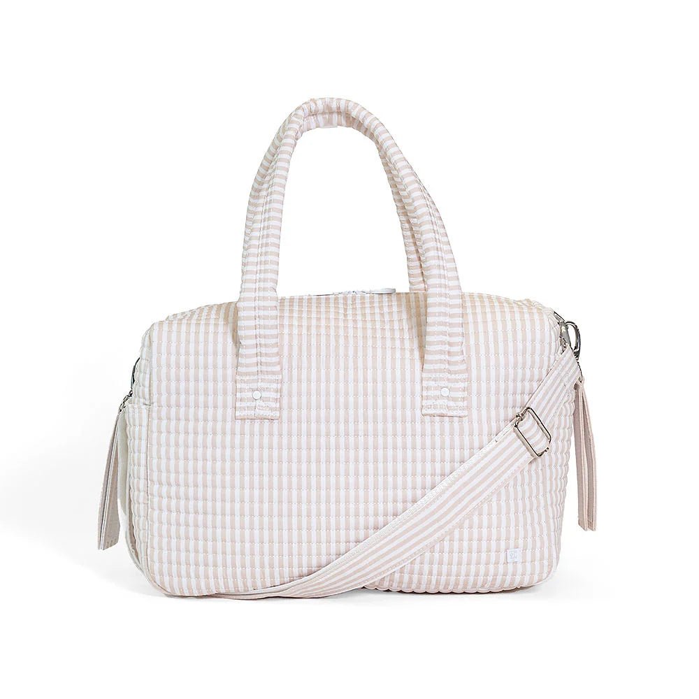 Pimlico Stripe Sand Quilted Stroller Bag - by Morrow & Main