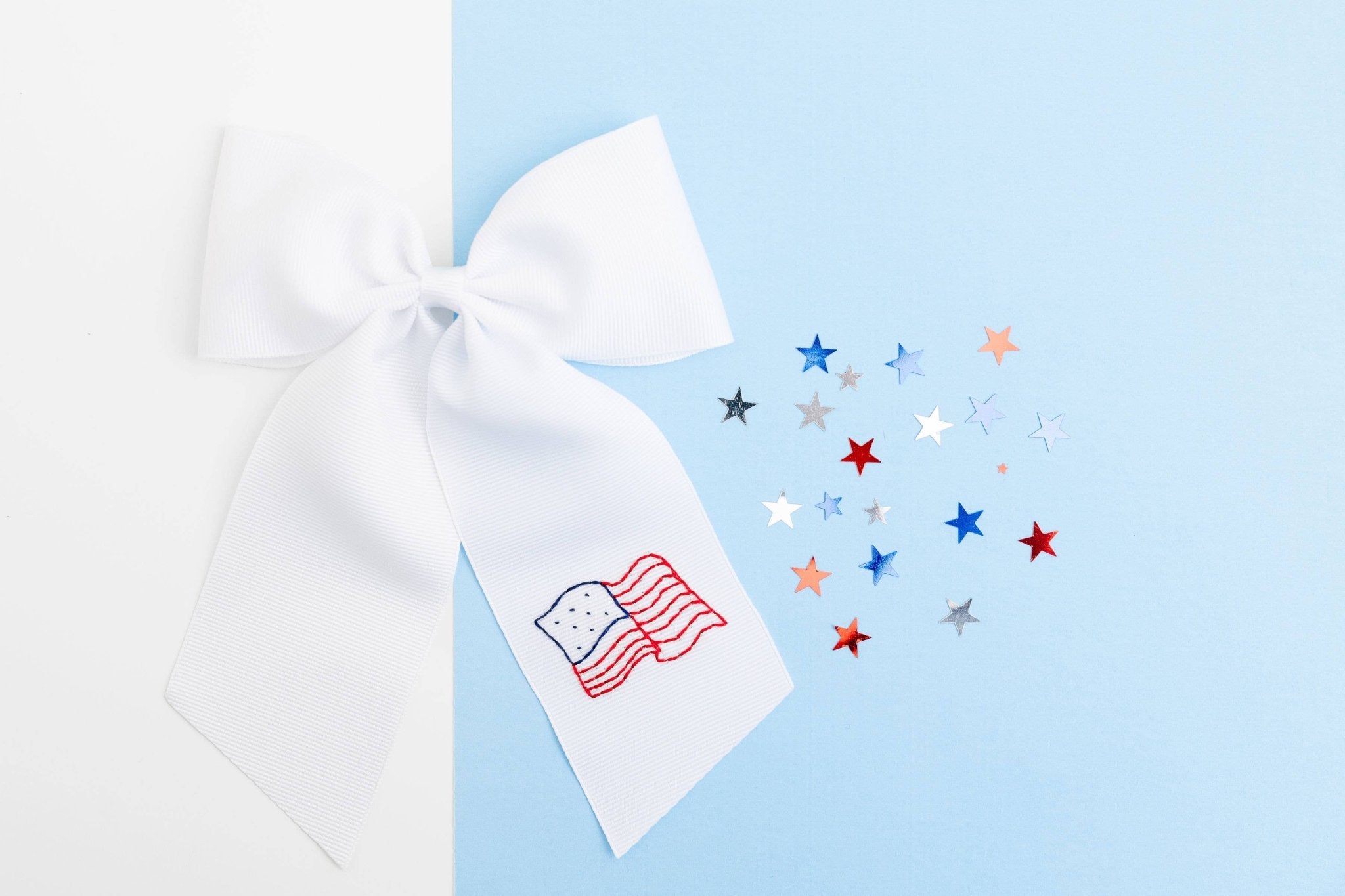 Winn and William - American Flag Bow: **SHIPS IN JULY** - by Morrow & Main